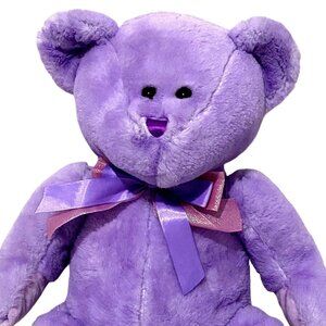 Hug‎ Fun Cotton Candy Purple Plush Teddy Bear 20" Stuffed Animal Colorful Bow